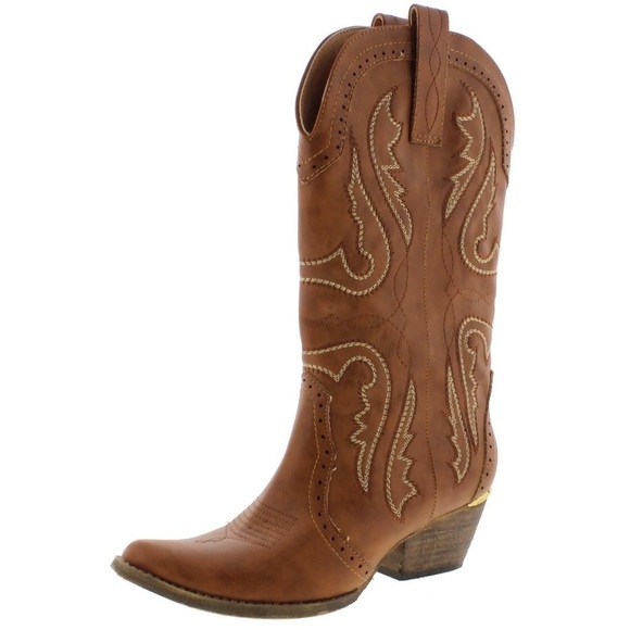 Luxury Cowboy heel boots, gold details - Picture 1 of 3
